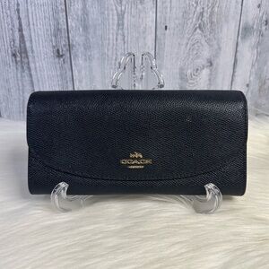 COACH leather passport long wallet in black